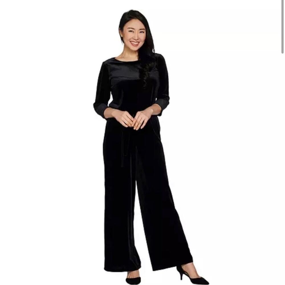 Joan Rivers  Black  3/4 Sleeves Wideleg Jumpsuit 1X